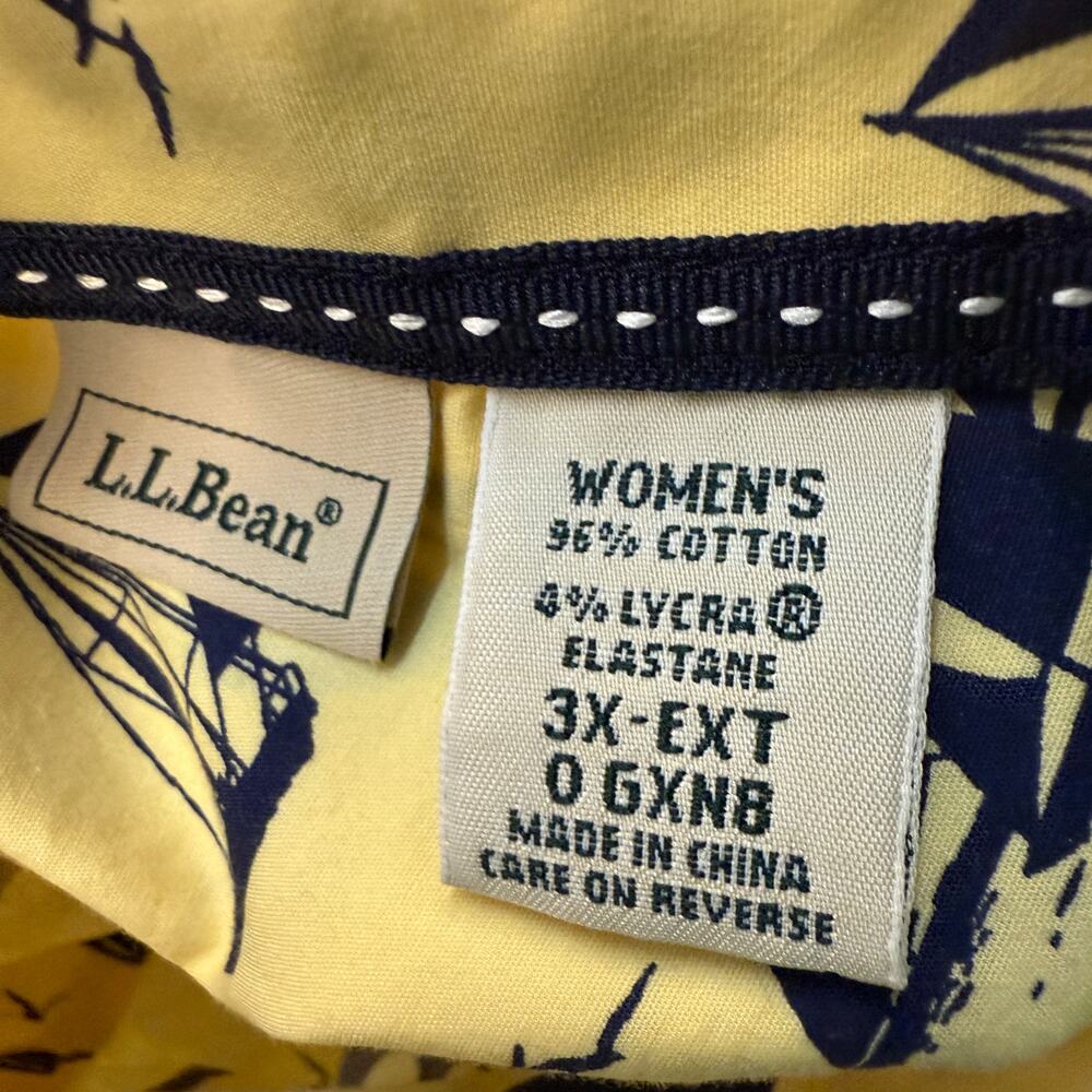 ⛵ L.L.Bean 3X-EXT Women’s Yellow Sailboat Cotton Button Shirt Coastal Prep - Picture 2 of 4